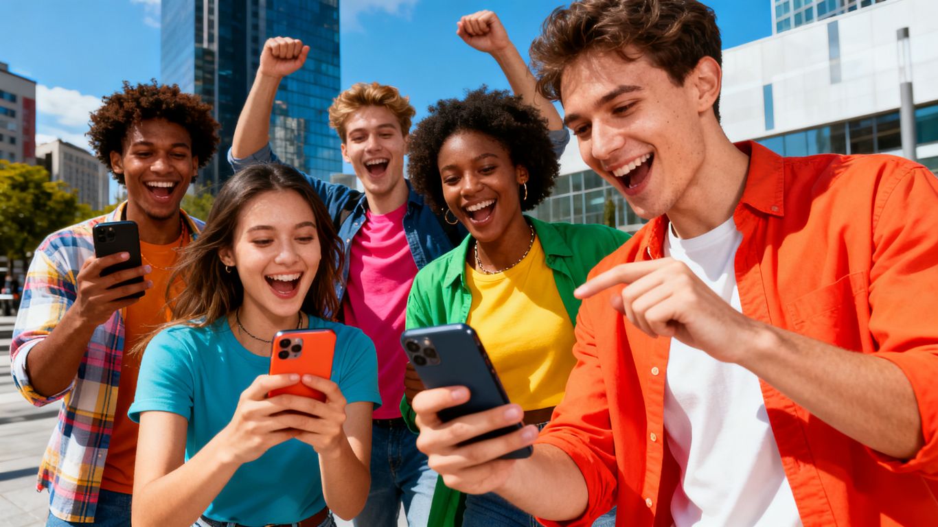 People watching videos on social media on phones.