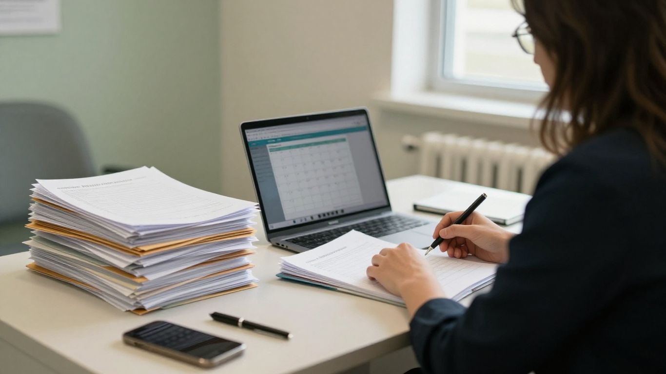Practice manager reviewing payer credentialing documents