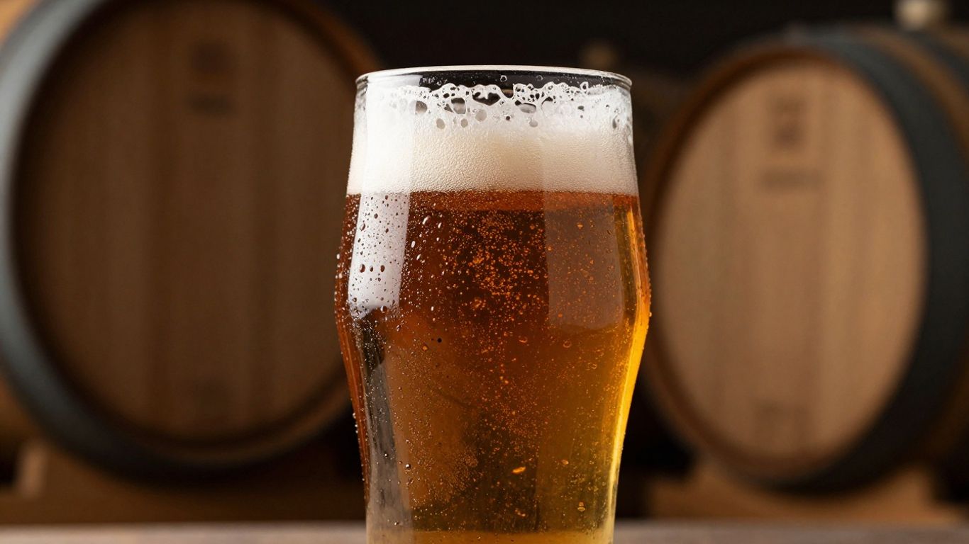 Barrel-aged French craft beer in a glass