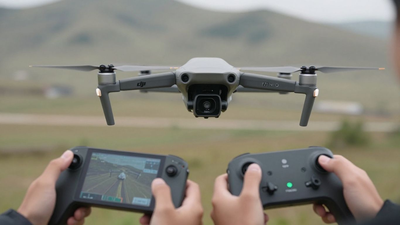 DJI Neo drone and RC-N3 controller in flight.