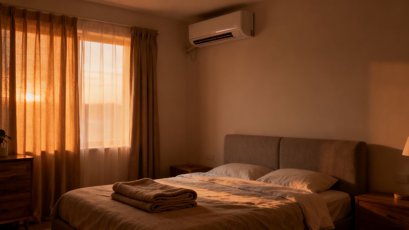 Air conditioner cooling a comfortable family room