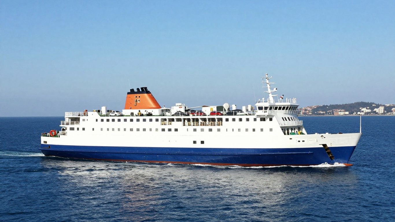 Ferry sailing across the sea to Portsmouth.
