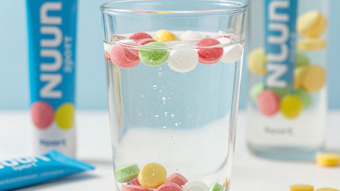 Nuun Sport tablets dissolving in water for runners.