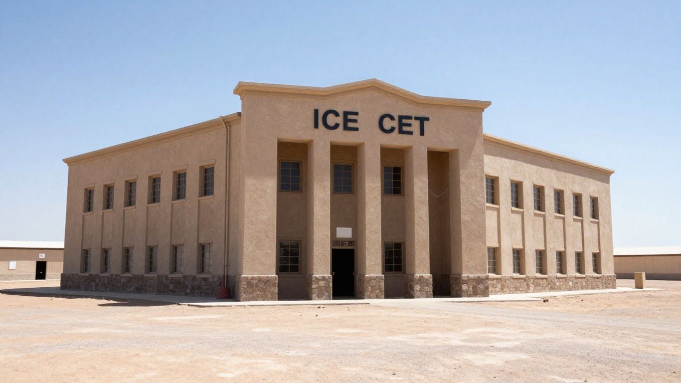 ICE detention center in Arizona desert landscape.