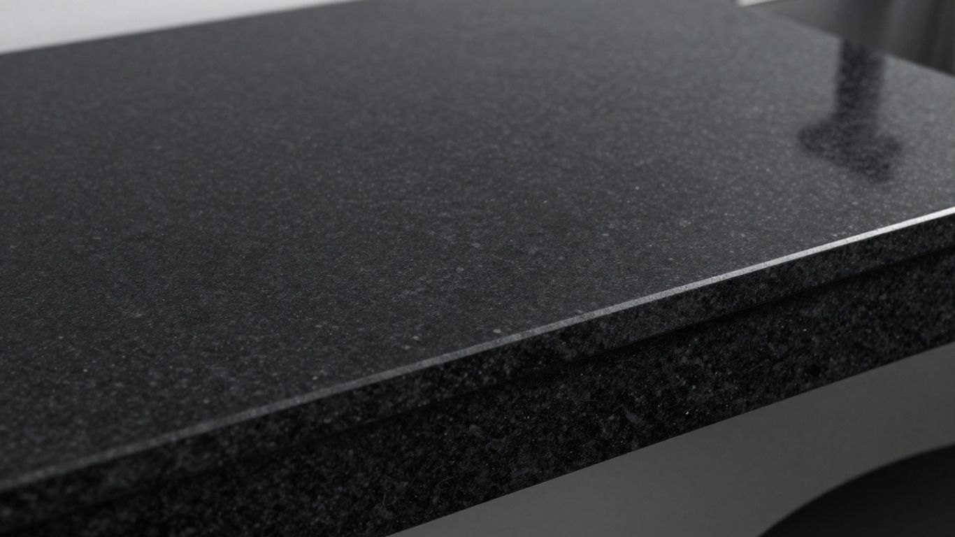 Sleek black granite worktop with subtle texture.