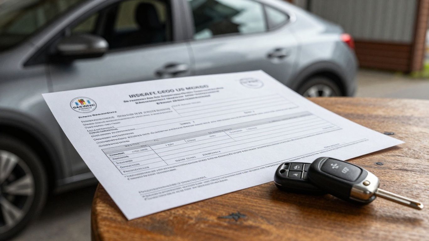 Auto mit Versicherungspapieren und Schweizer Parkplatz