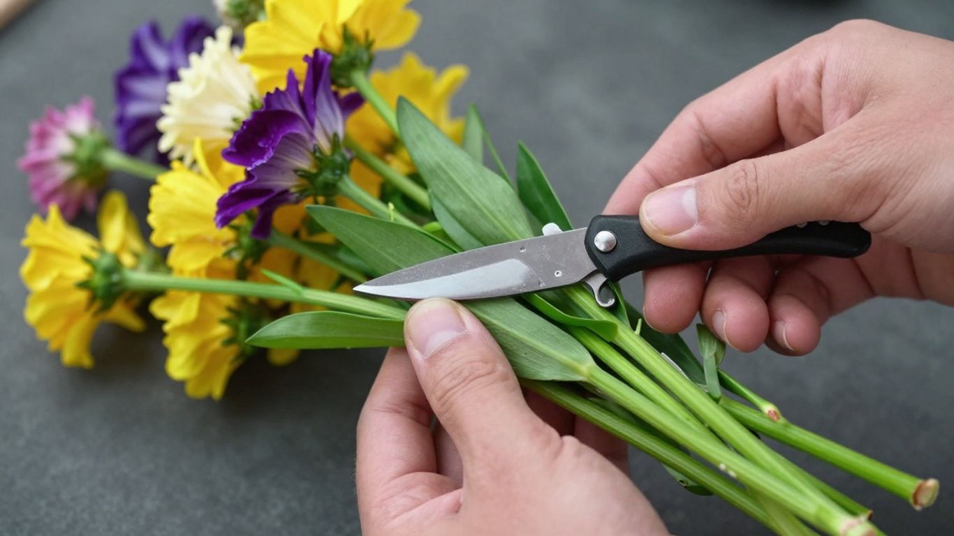 Freshly trimmed flower stems in water