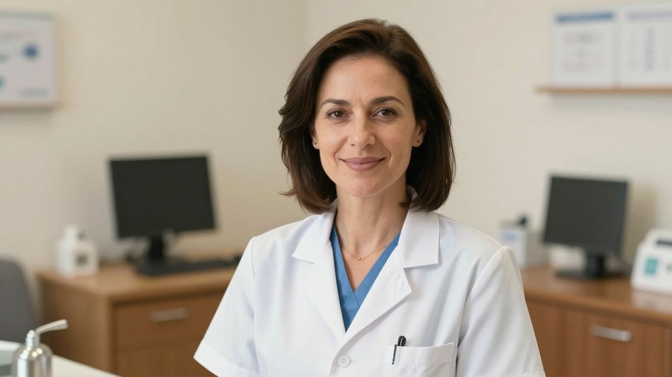 Dra. Renata Belatti em consultório médico.