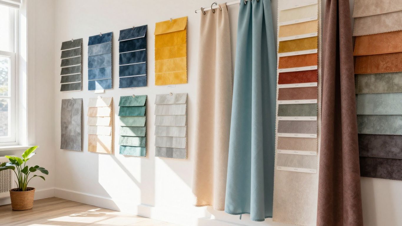 Interior design color palette swatches and samples