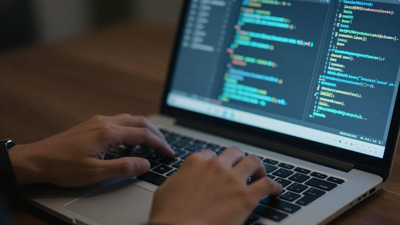 Personne utilisant un ordinateur portable pour le travail professionnel.