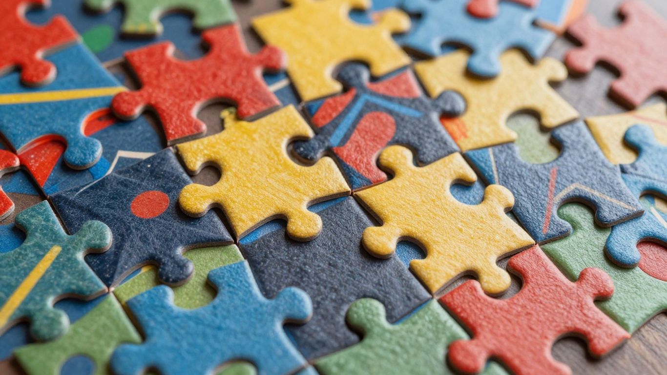 Intricate puzzle pieces forming a complex pattern.