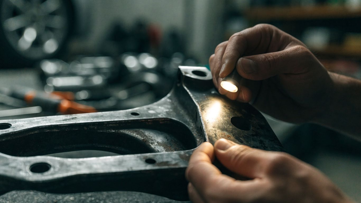 Close inspection of a used E46 mechanical component