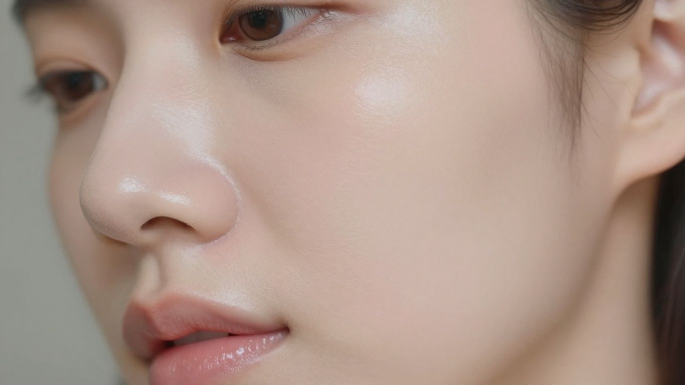 Clear, glowing skin with natural light.