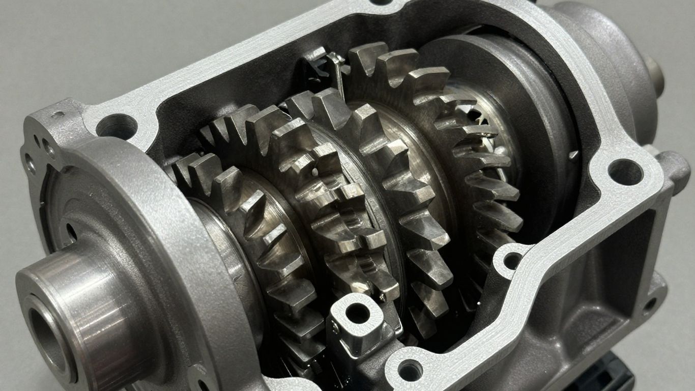 Mitsubishi gearbox with visible gears and casing.
