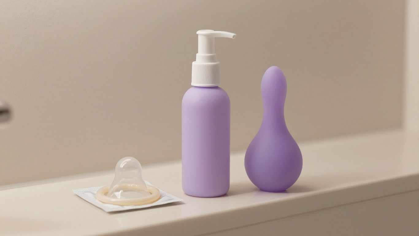 Condom package, lubricant bottle, and silicone toy