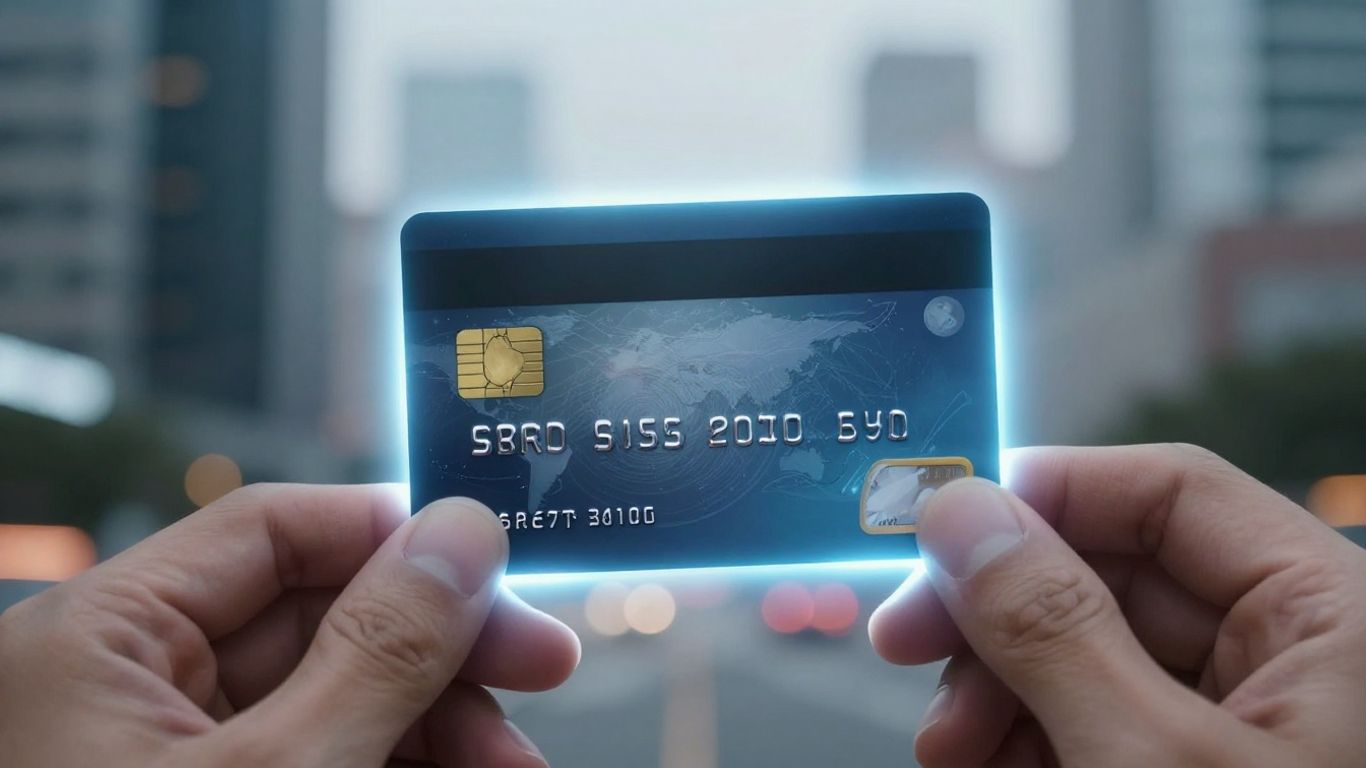 Person holding a credit card with a glowing aura.