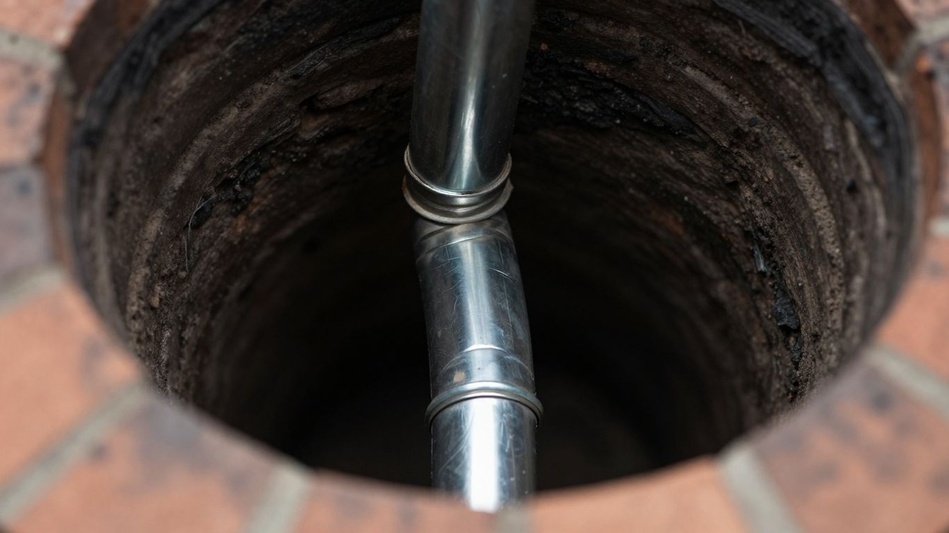 Tubage d'une cheminée avec un conduit flexible en métal.