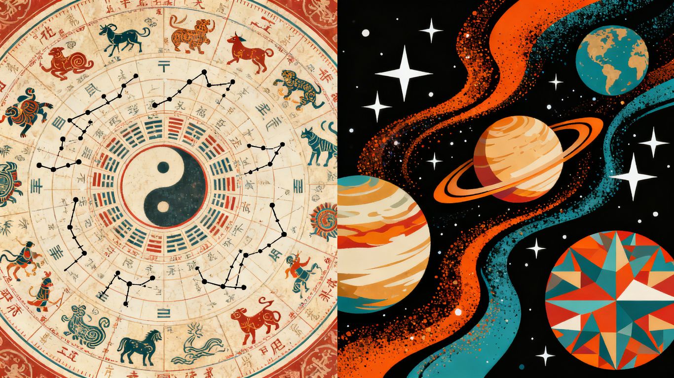 紫微斗數與八字命書的視覺化比較圖