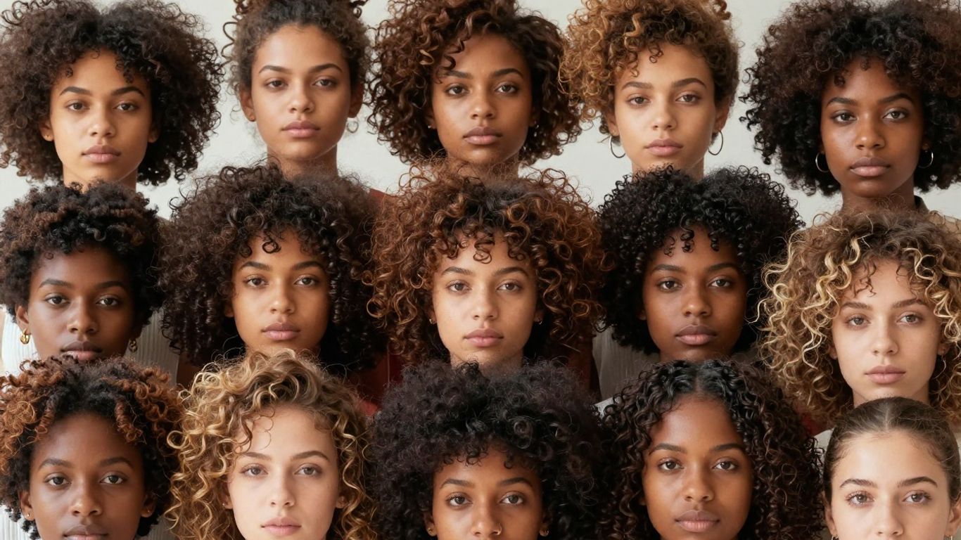 Diverse natural hairstyles with healthy shine.