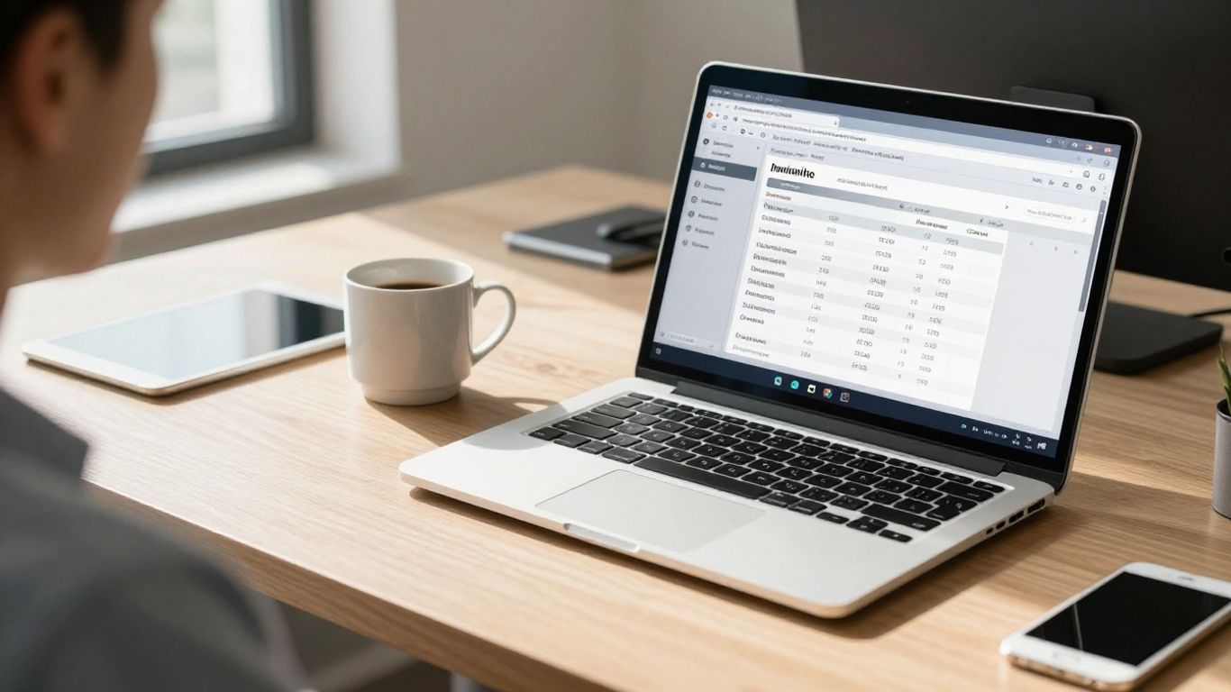 Electrical contractor invoicing software on a laptop screen.