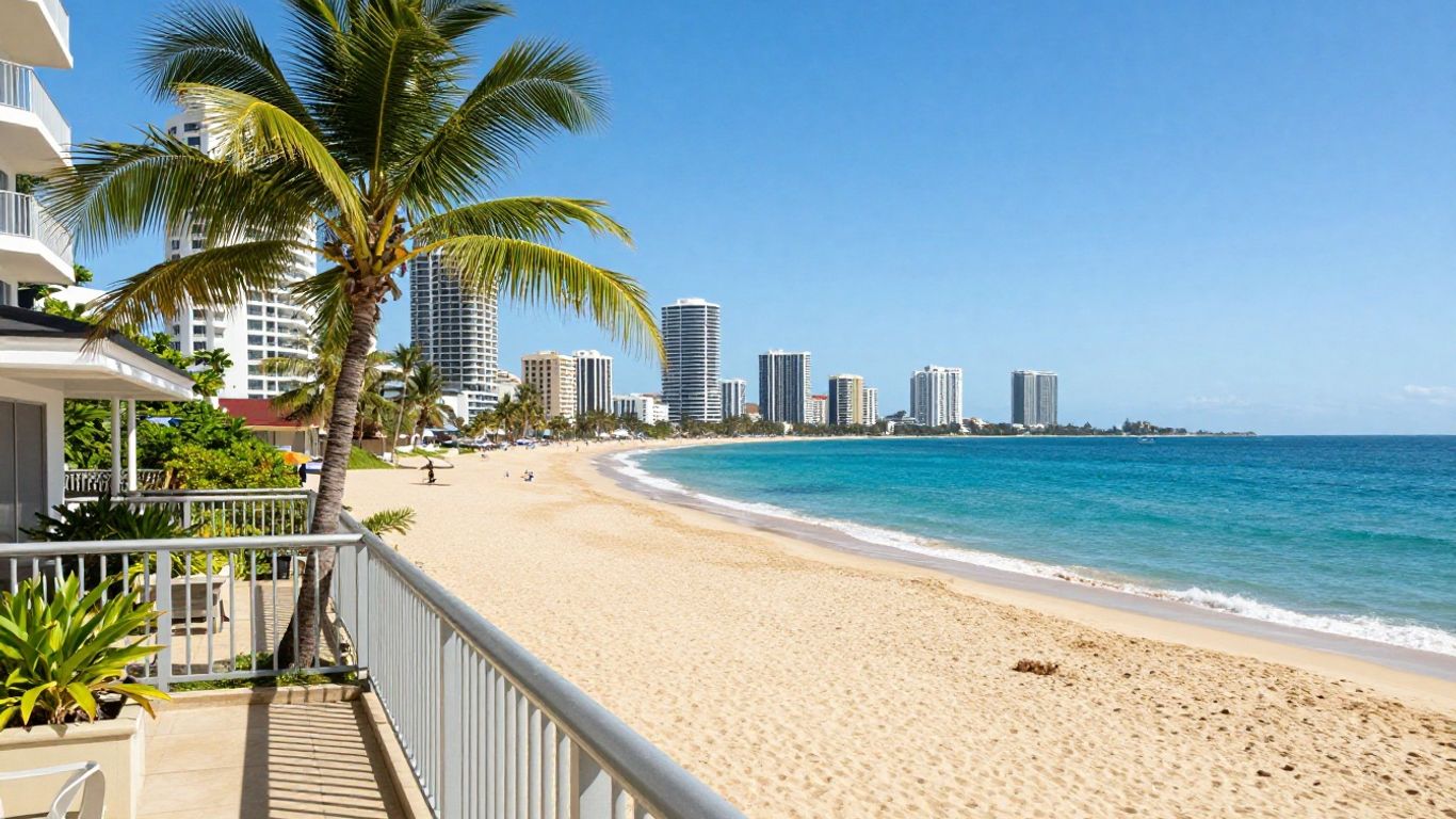 Broadbeach apartment balcony with ocean and beach view.