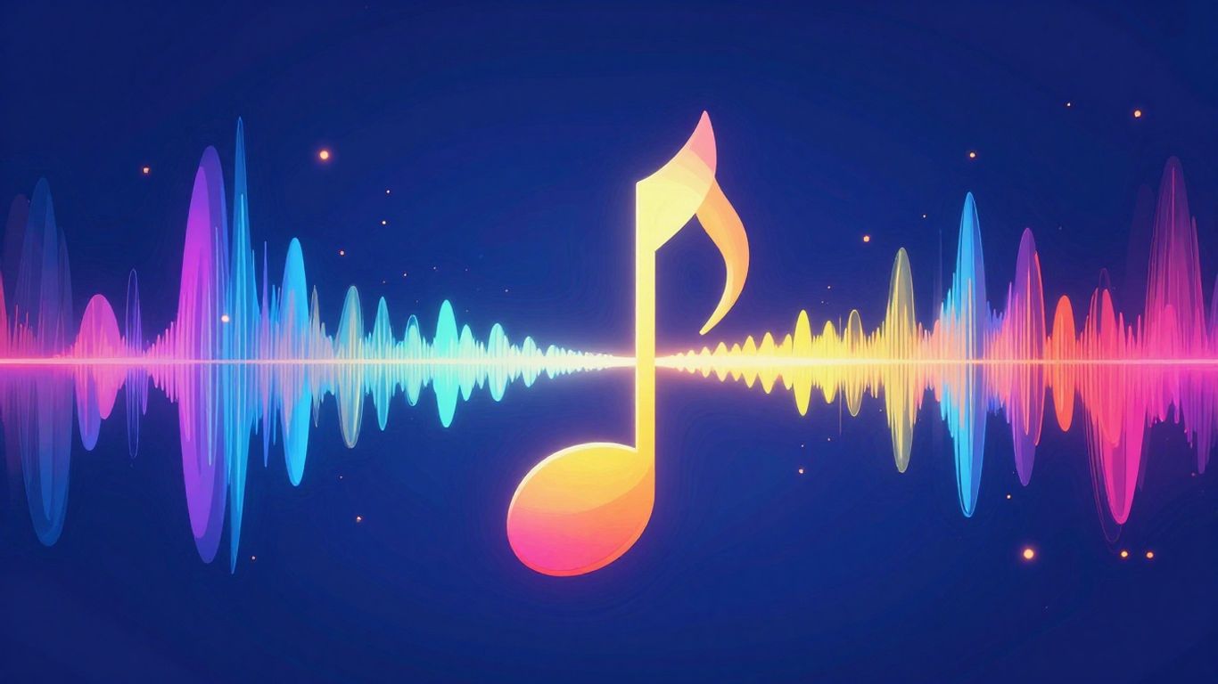 Abstract sound waves and musical note