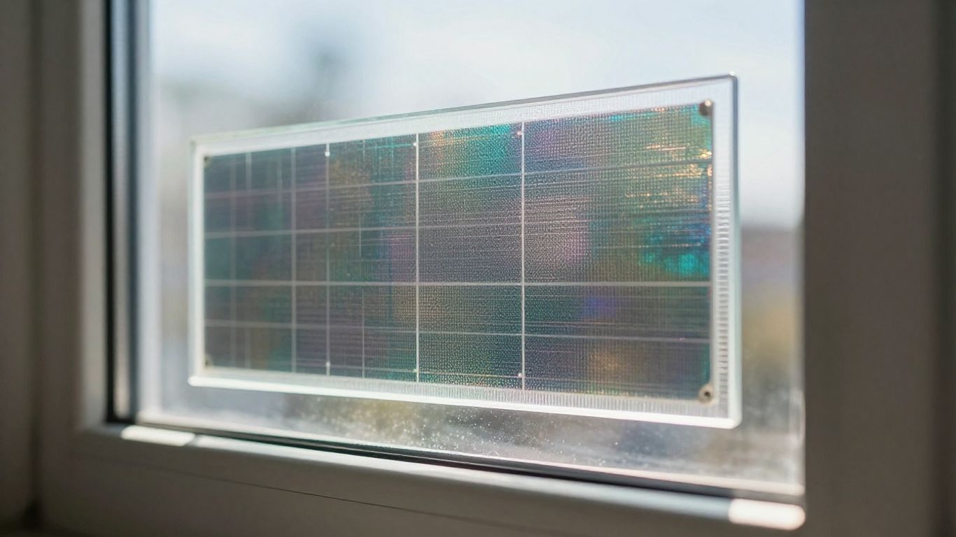 Cellule solaire transparente intégrée dans une fenêtre.