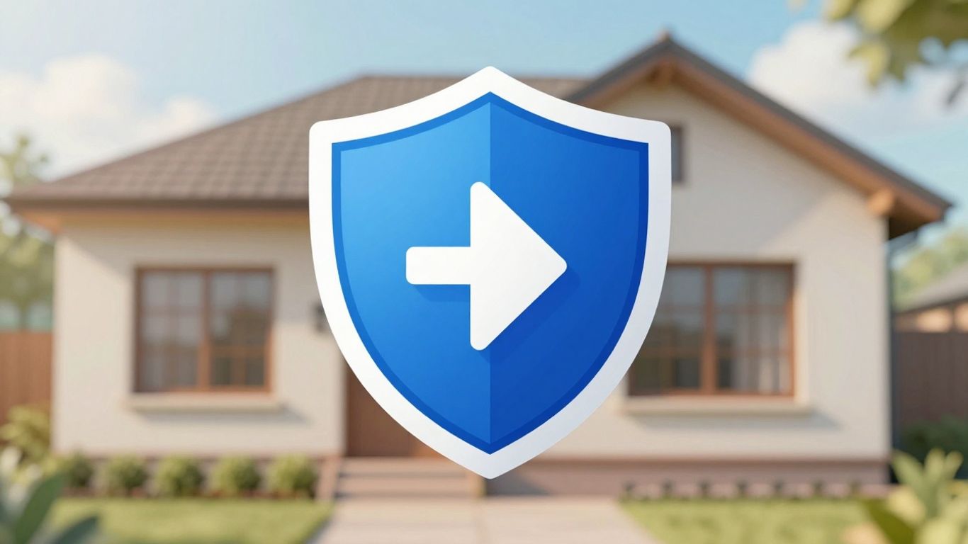 Casa protegida por un escudo de seguridad.