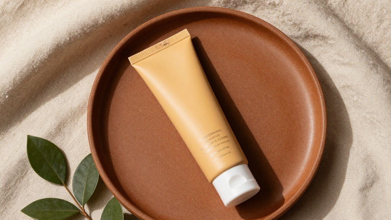 Matte tinted sunscreen beside warm brown skin tones