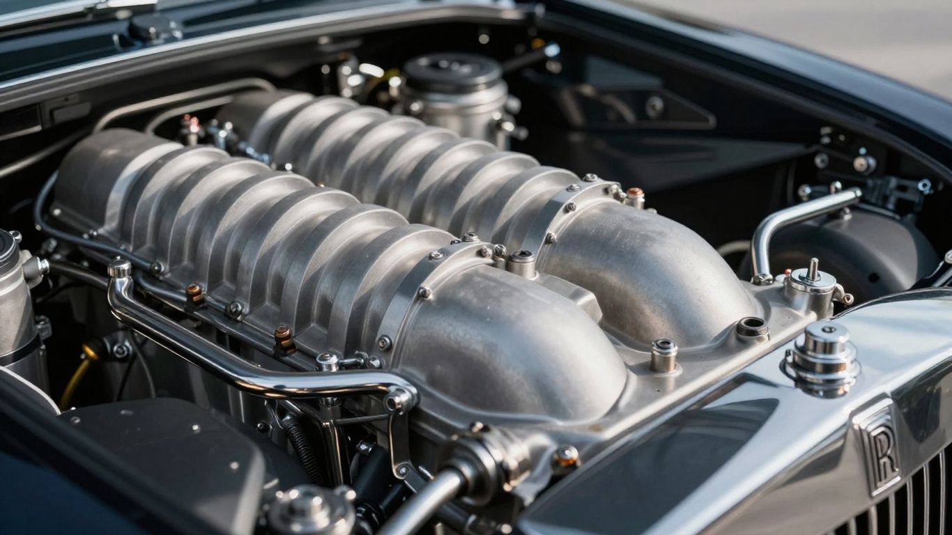 Rolls-Royce engine detail, luxury car mechanics