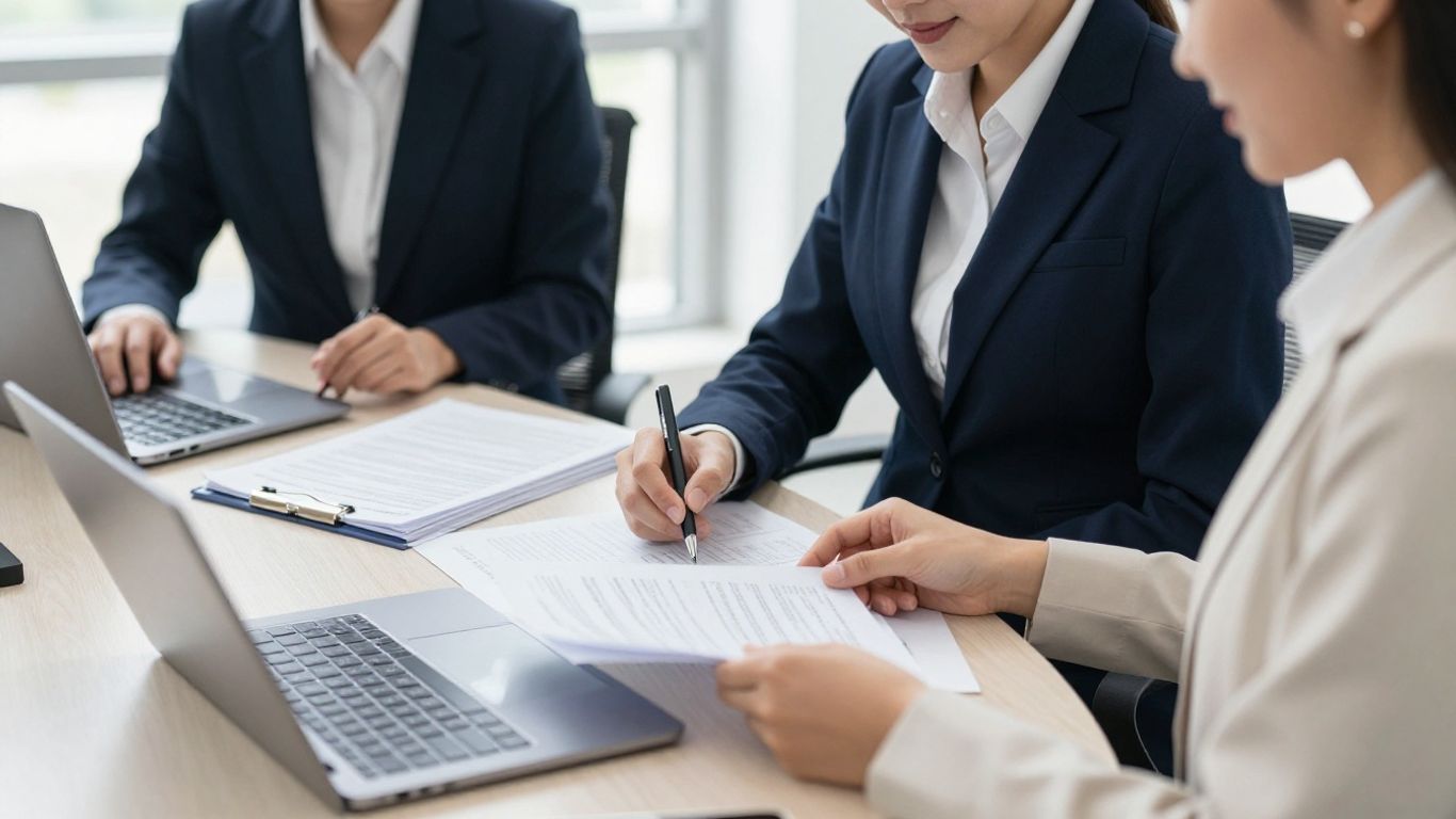 Auditors reviewing organized workpapers together