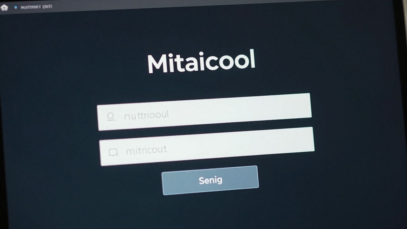 Metricool login screen on a laptop.