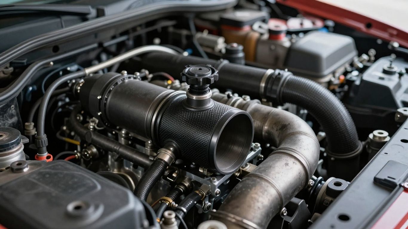Diesel engine bay with carbon-stained EGR components