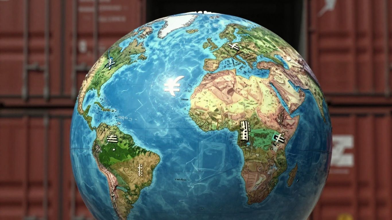 Global trade and currency symbols influencing inflation trends.