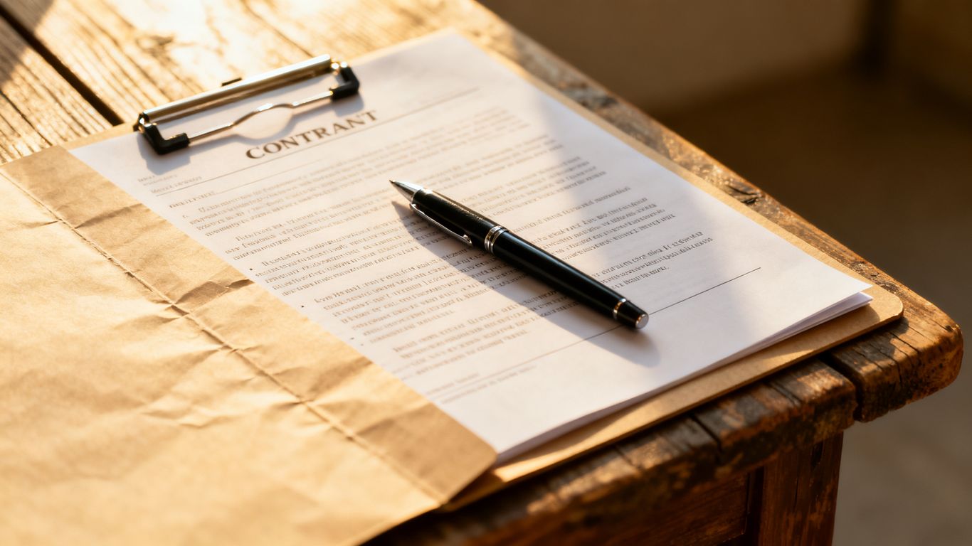 A set of office folders with contracts