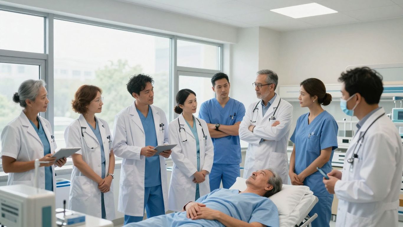 Profesioniști medicali lucrează împreună în spital.