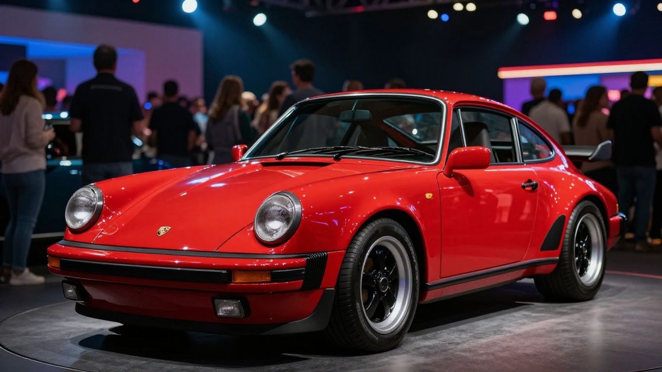 Classic red Porsche 911 at a celebration.