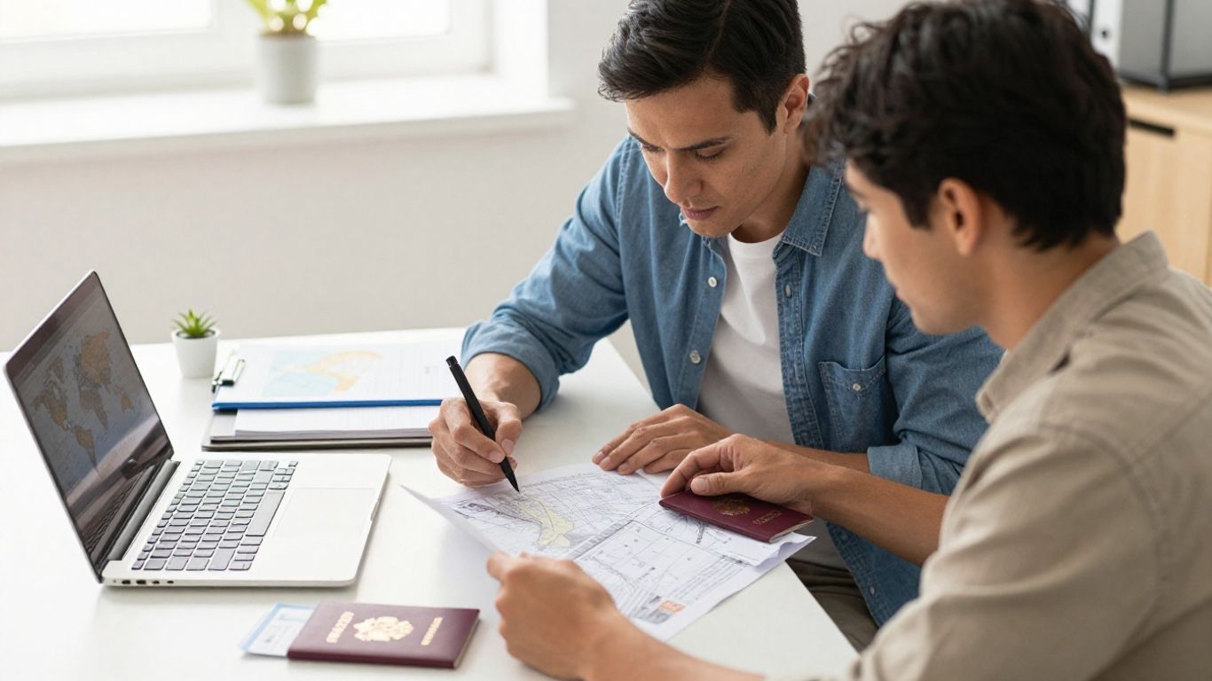 Travel advisor reviewing a detailed itinerary