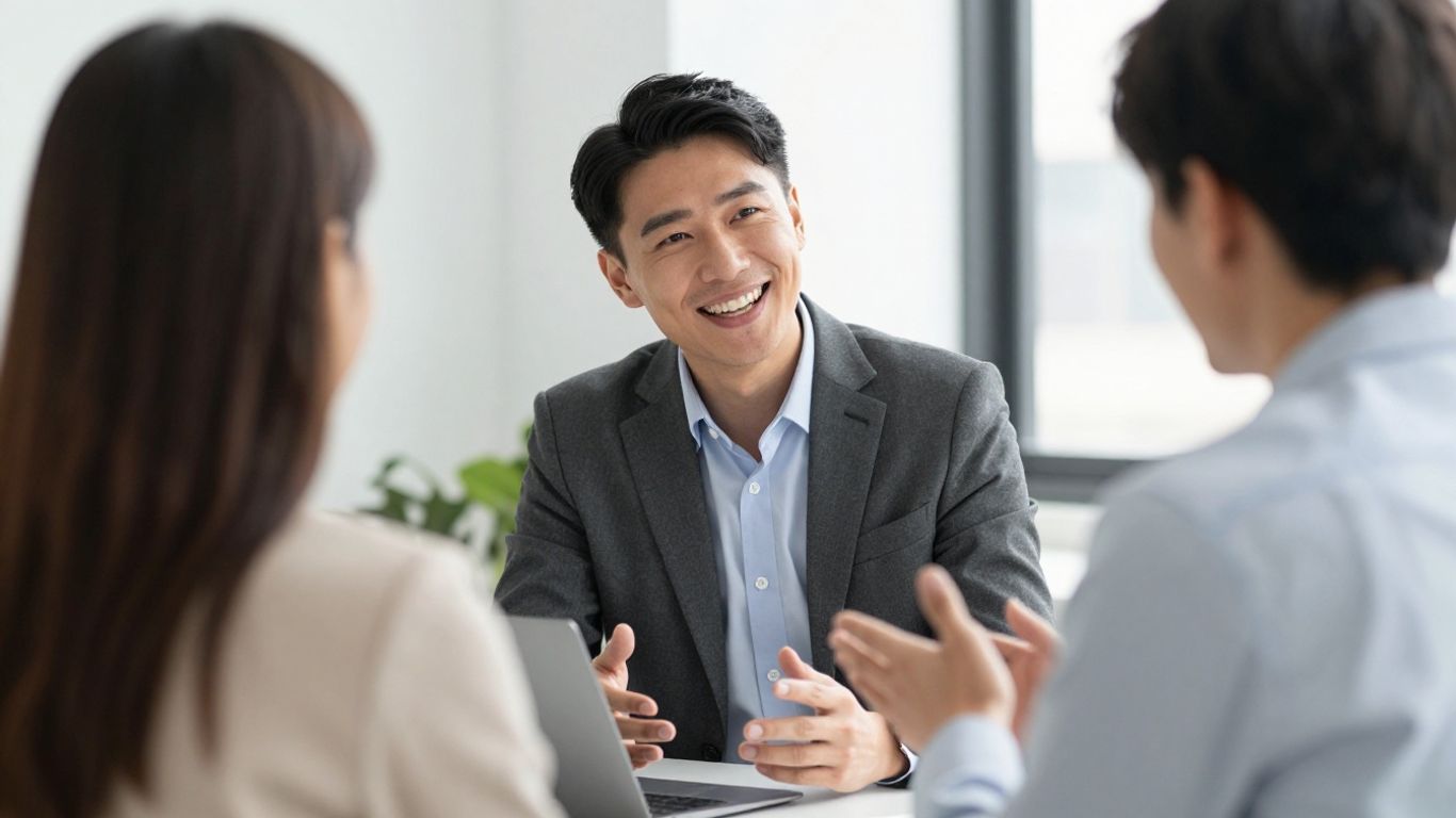 Salesperson closing a deal with a client.