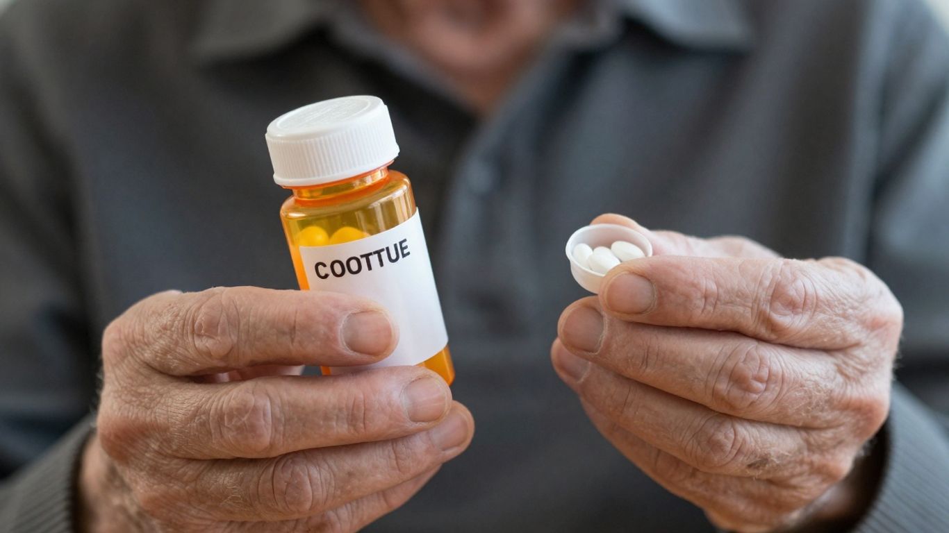 Persoană în vârstă cu medicamente, costuri medicale.