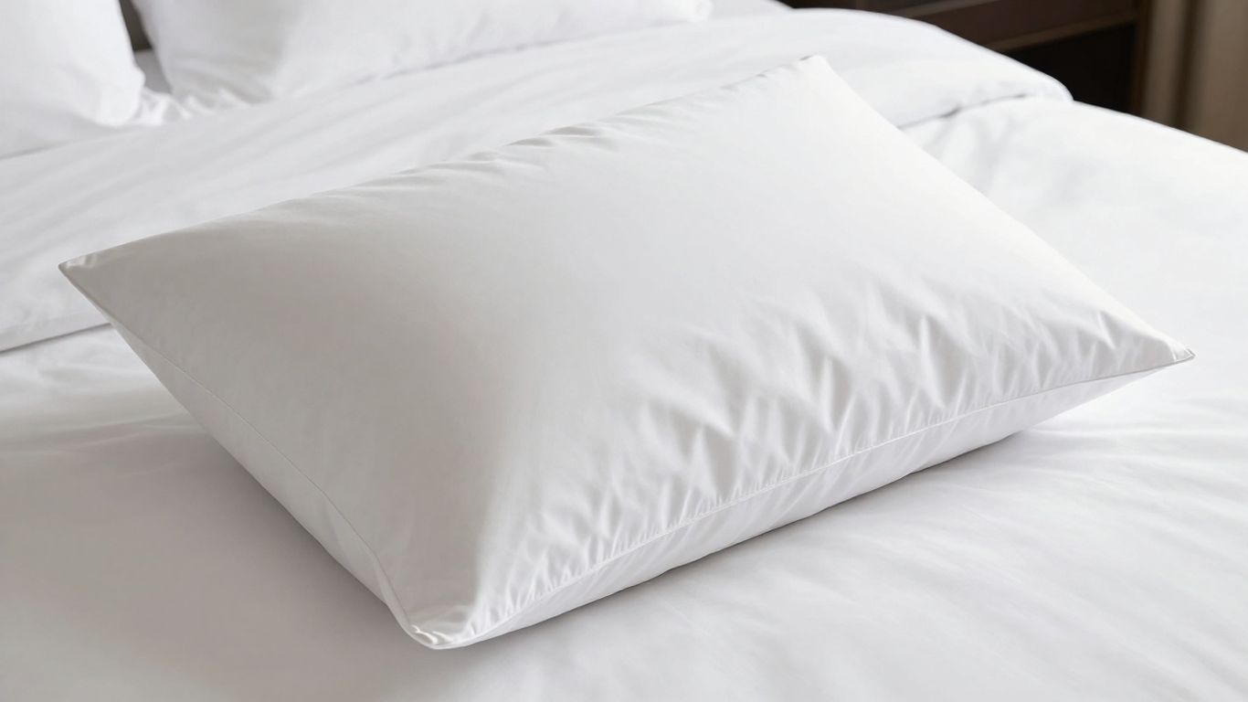 Plush Beckham Hotel Collection pillow on a bed.