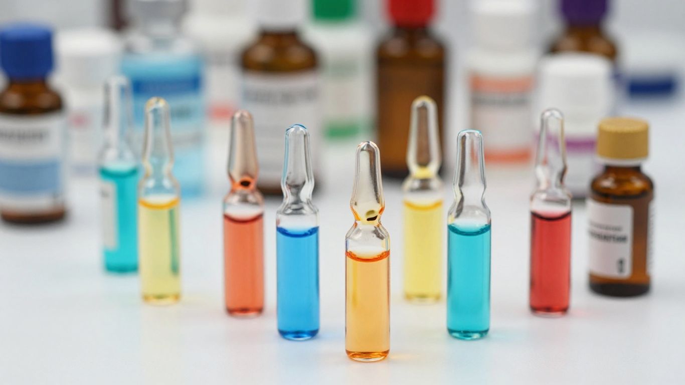 Vials and bottles of SARMs in India.