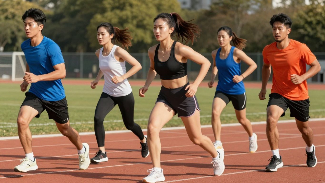 Athletes in stylish ONLY Sports Wear, active and dynamic.