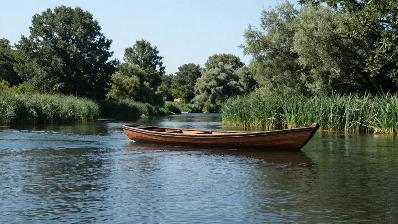 Bootje varen op de Regge in de zomer.