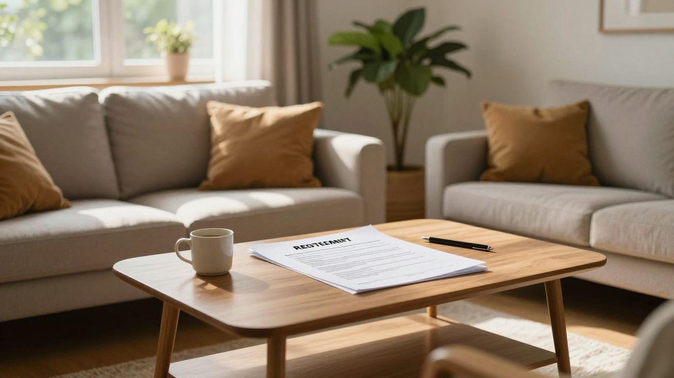 Sala de estar acogedora con contrato de alquiler.