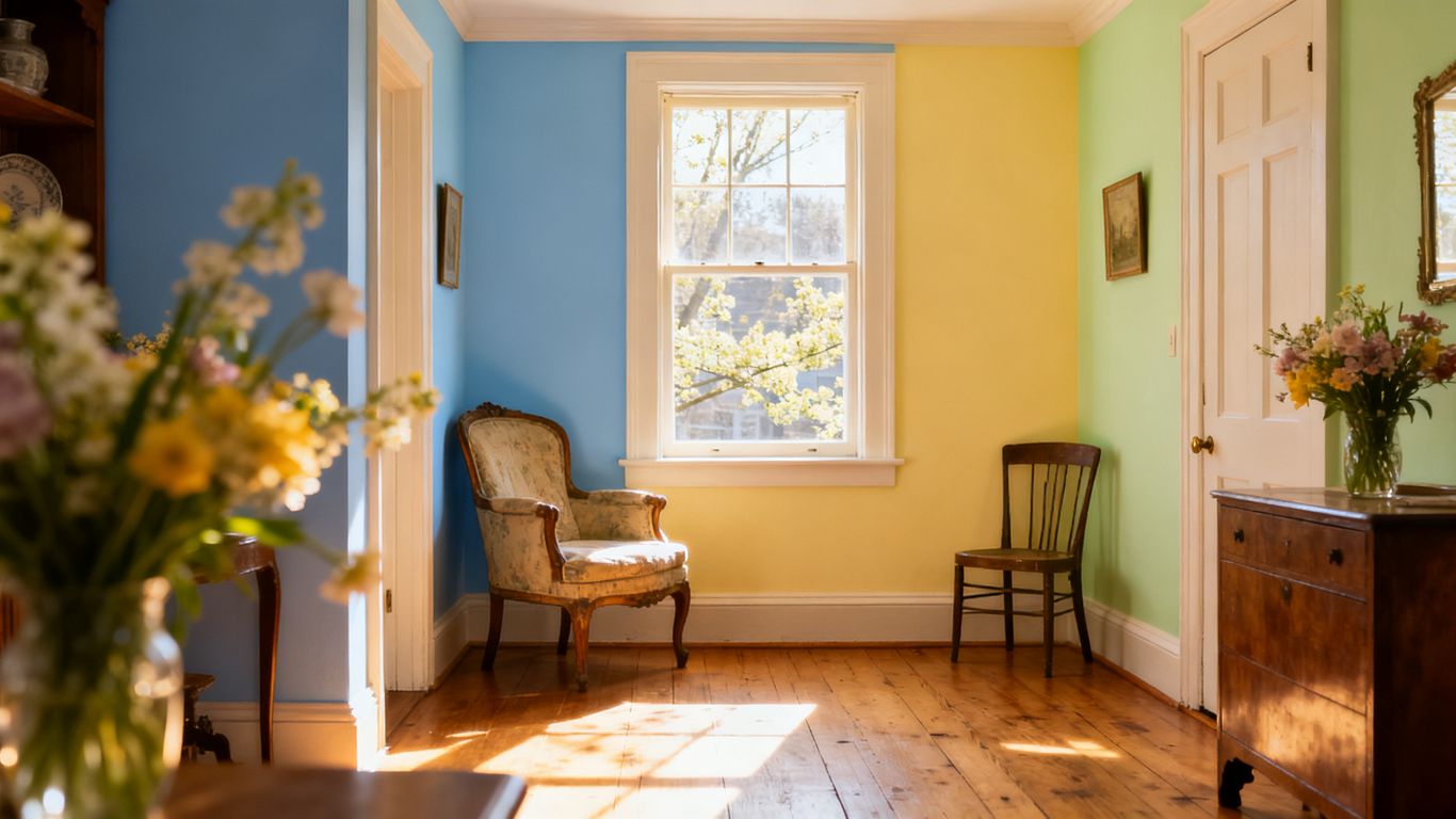 Spring paint colors in a bright New England home.