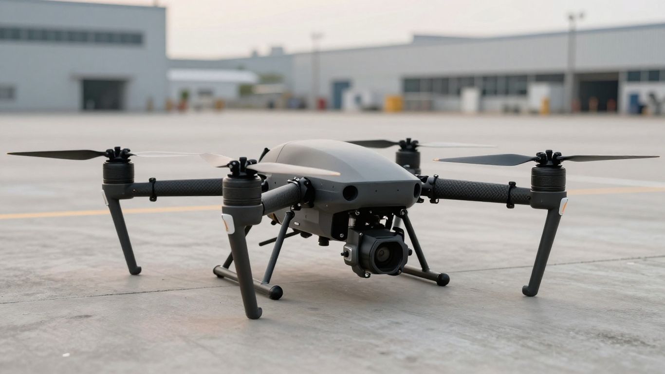 Heavy lift drone on landing pad