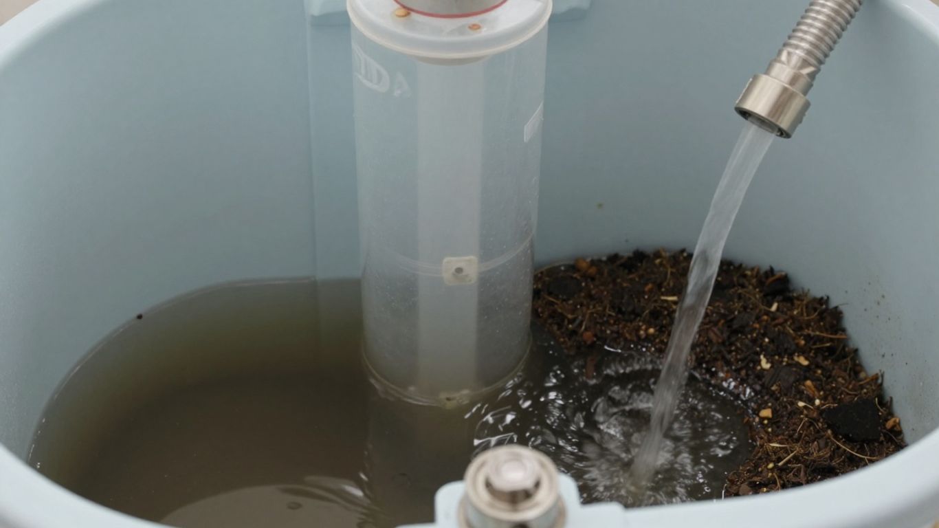 Water heater tank being flushed of sediment.