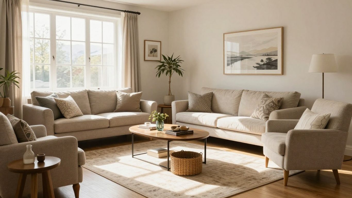 Cozy Airbnb living room with stylish furniture and decor.