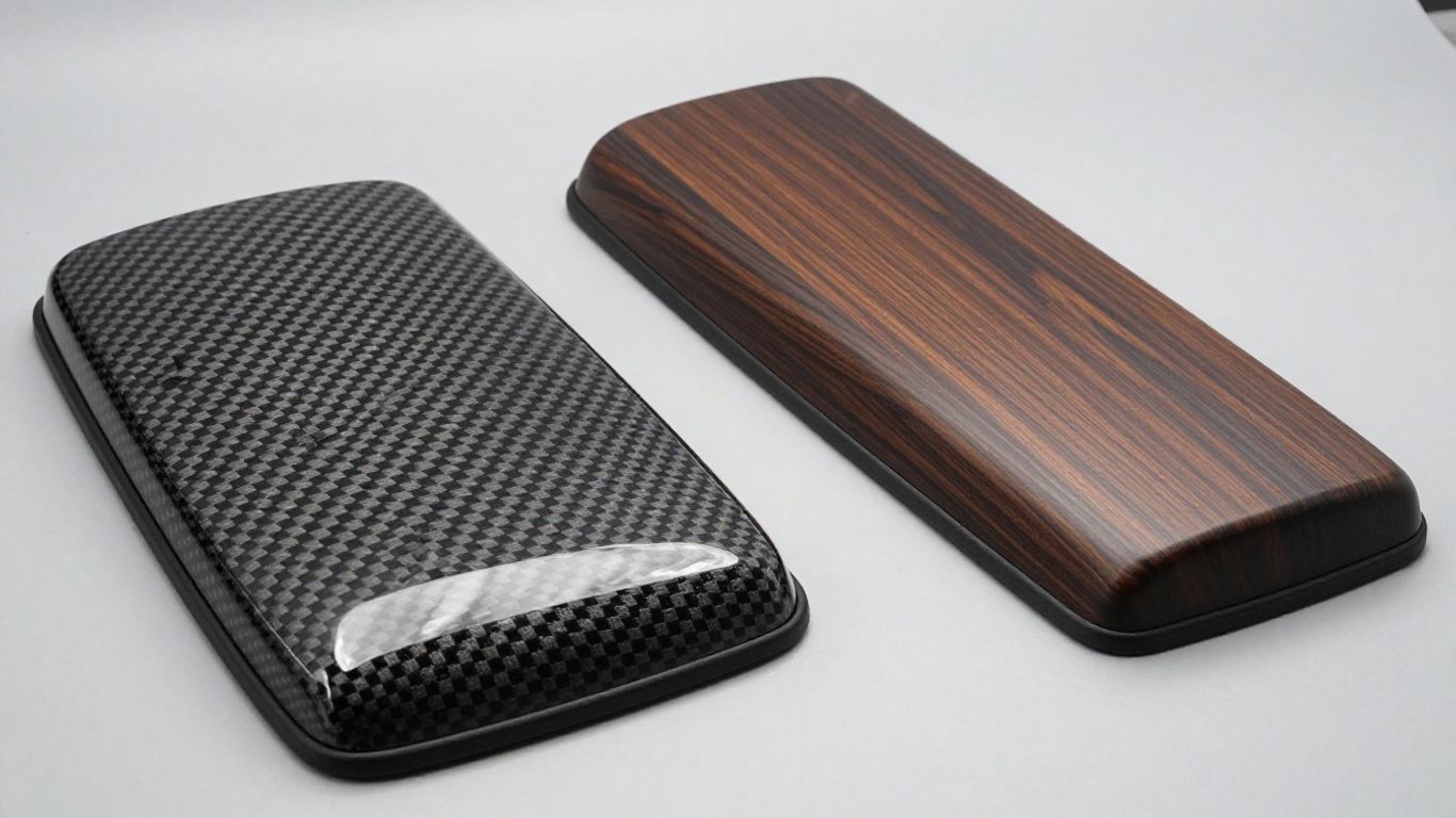 Sleek carbon fiber and wood trim options for premium car interiors